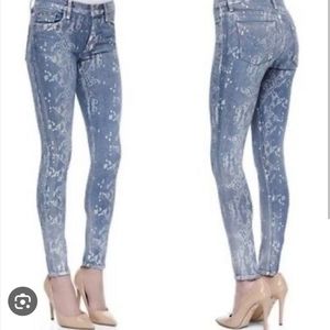 Hudson Nico Midrise Blue Animal Snake Print Stretch Skinny Denim Jean